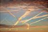 Contrails at sunset