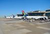 SAA and EgyptAir at Johannesburg airport in March 2019 shutterstock_1737560327