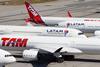 LATAM aircraft parked at Sao Paulo Guarulhos airport during pandemic grounding