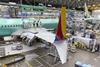 A 737 Max wing tip in Boeing's Renton production site on 15 June 2022