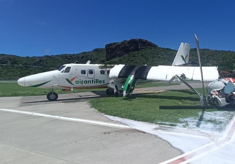 Nose-wheel misalignment preceded DHC-6’s excursion and collision with helicopter