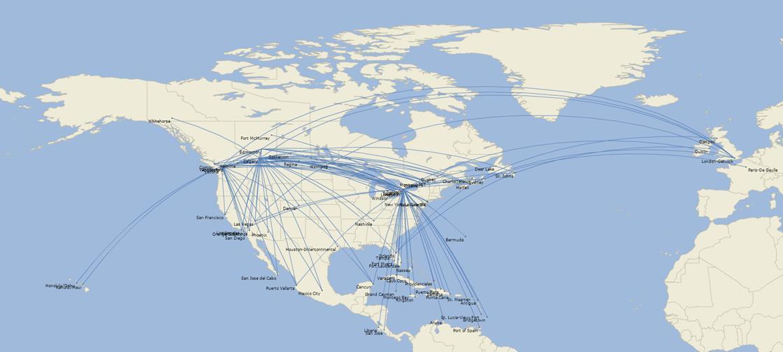 Westjet Network Map