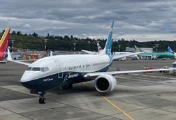 A 737 Max 7 at Boeing field in Seattle on 14 June 2022