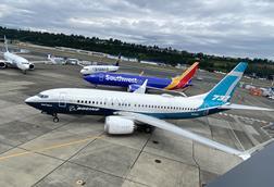 Boeing 737 Max at Boeing field in Seattle on 14 June 2022
