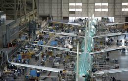 Boeing 737 production final assembly line in Renton, Wash