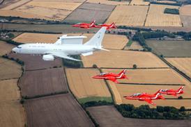 RAF Wedgetail with Red Arrows