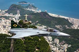 Brazilian air force Gripen E over Rio