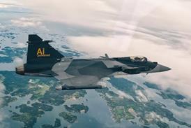 Gripen E flying