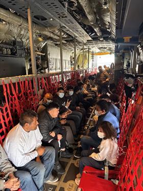 US Coast Guard HC-130J migrant deportation flight