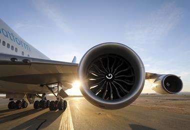 GE Aerospace's GE9X on wing of 747