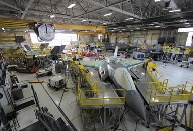 Depot-level maintenance on the F-35B at Fleet Readiness Center East at Marine Corps Air Station Cherry Point North Carolina
