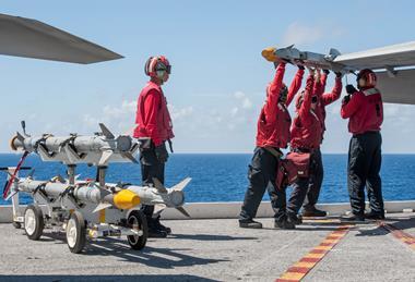 AIM-9X loading aboard USS Ronald Reagan