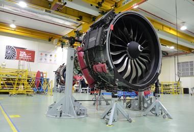 A LEAP-1B engine at ST Engineering's engine MRO facility in Singapore