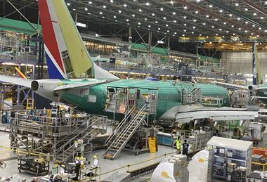 Boeing's 737 production site in Renton, Washington, on 15 June 2022