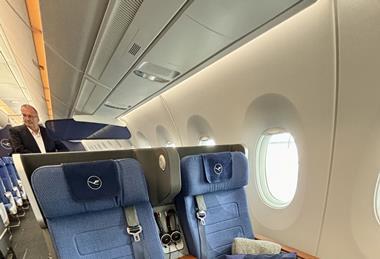 A Lufthansa A350 with its Allegris cabin update