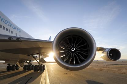 GE Aerospace's GE9X on wing of 747