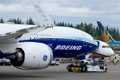 Boeing flight-test 777-9 (N779XW) at Everett on 26 June 2024
