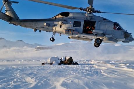 Danish MH-60R in Greenland with Sirus Patrol special forces
