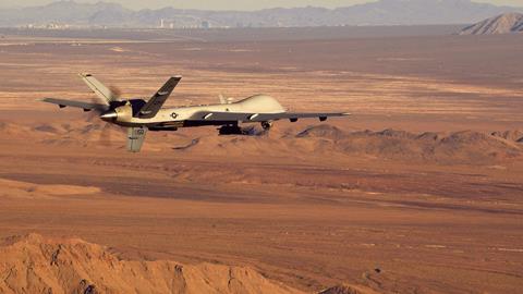 MQ-9 Reaper flies a training mission over the Nevada Test and Training Range Credit USAF - 1