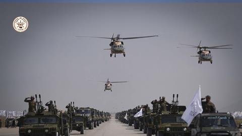 Taliban victory day parade UH-60s