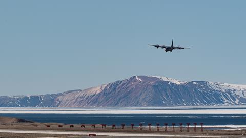 RCAF C-130 lands at Pituffik space base c NORAD