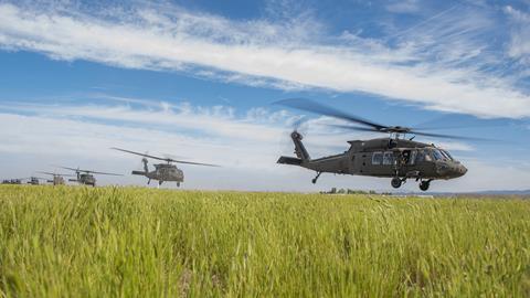 1 - Black Hawk group take off c Idaho Army National Guard