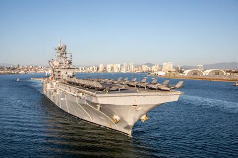 USS Tripoli tests the Lightning Carrier in April