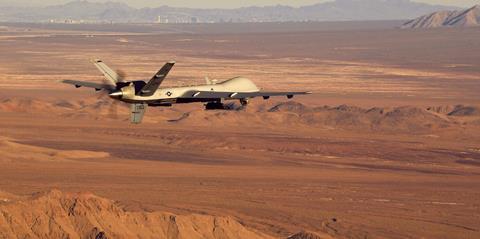 MQ-9 Reaper flies a training mission over the Nevada Test and Training Range Credit USAF - 1