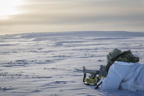 Canadian army soldier on tundra
