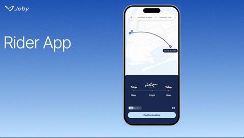 Joby's air-taxi ride-hailing app