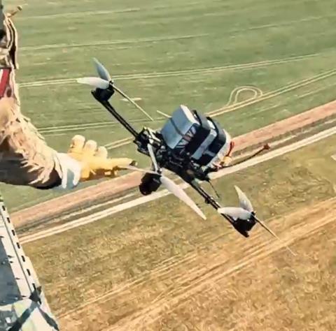 FPV drone launch from Chinook
