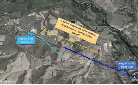 NTSB image of near collision at Yampa Valley airport on 22 January 2022