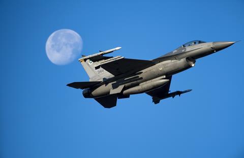 USAF Reserve F-16C takes off at Luke Air Force Base Arizona