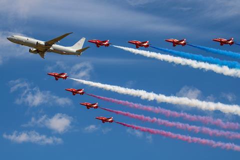 RAF P-8A Poseidon with Red Arrows