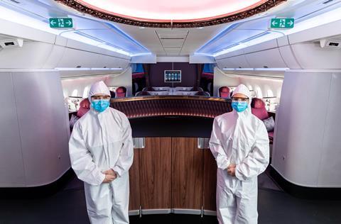 Qatar  Airways cabin crew PPE