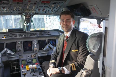 James Bushe in cockpit