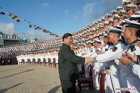 Xi Jinping at the commissioning of the Shandong