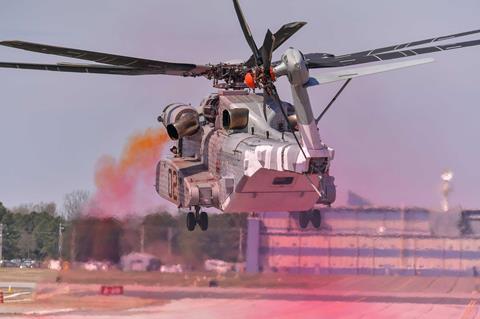 Sikorsky CH-53K King Stallion undergoing exhaust re-ingestion testing - NAVAIR