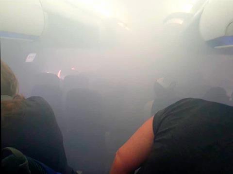 “Fume event” due to an engine bearing seal failure in here