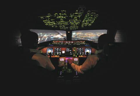 Pilots in cockpit