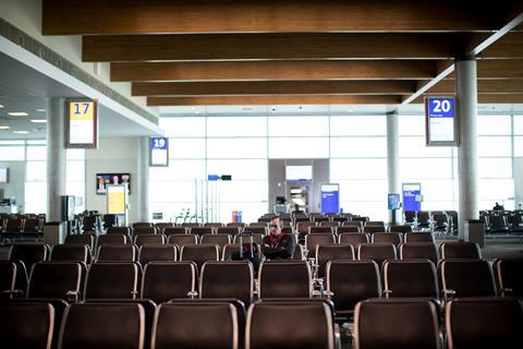 Lone passenger at airport during Covid (c) Southwest
