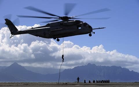 Marines CH-53E fast rope Hawaii