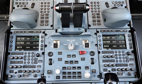 A350 forward pedestal thrust levers KCCUs ecam controls