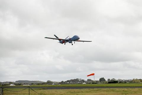 Elbit Systems Hermes 900 flying in unsegregated and uncontrolled airspace in alignment with the UK Civil Aviation Authority