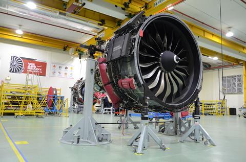A LEAP-1B engine at ST Engineering's engine MRO facility in Singapore