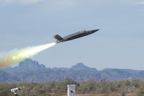 XQ-58A Valkyrie low-cost unmanned aerial vehicle launches at the U.S. Army Yuma Proving Ground, Ariz., Dec. 9, 2020