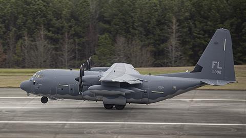 The U.S. Air Force Reserve's first HC-130J Combat King II takes flight from Lockheed Martin's Marietta, Georgia, production faci