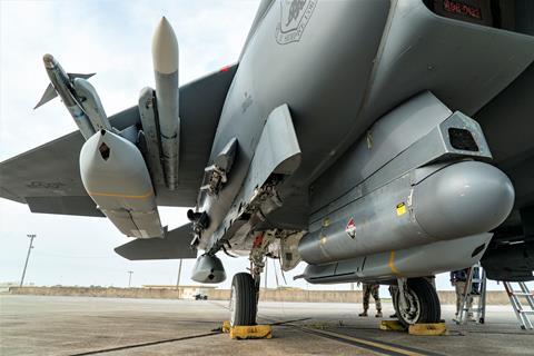 An F-15E Strike Eagle is loaded with five JASSMs at Eglin Air Force Base Fla May 11 2021 as part of Project Strike Rodeo - 4 c USAF