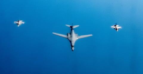 B-1 with F-16 escort over CENTCOM