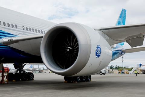 Boeing flight-test 777-9 (N779XW) at Everett on 26 June 2024